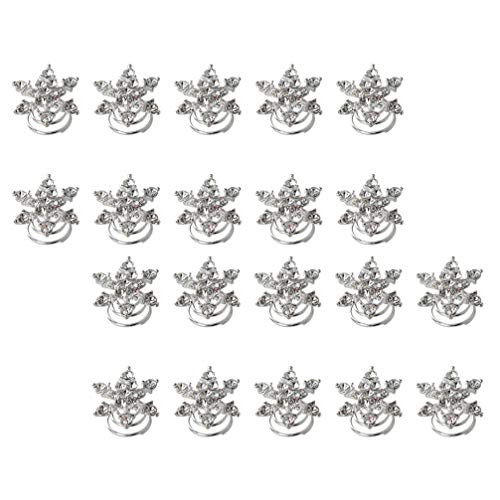 Lurrose Snowflake Spiral Hair Clips - 20pcs Crystal Rhinestone Spiral Twist Snowflake Hairpins Bridal Wedding Prom Christmas Snowflake Headdress for Women Girls Bride Lurrose Snowflake Spiral Hair Clips - 20pcs Crystal Rhinestone Spiral Twist Snowflake Hairpins Bridal Wedding Prom Christmas Snowflake Headdress for Women Girls Bride