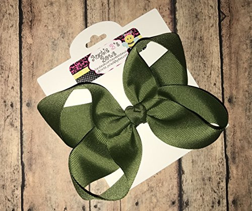 Solid Moss Green Boutique Bow 5 inch MADE IN USA