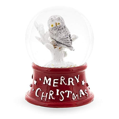 BestPysanky White Owl Miniature Snow Globe