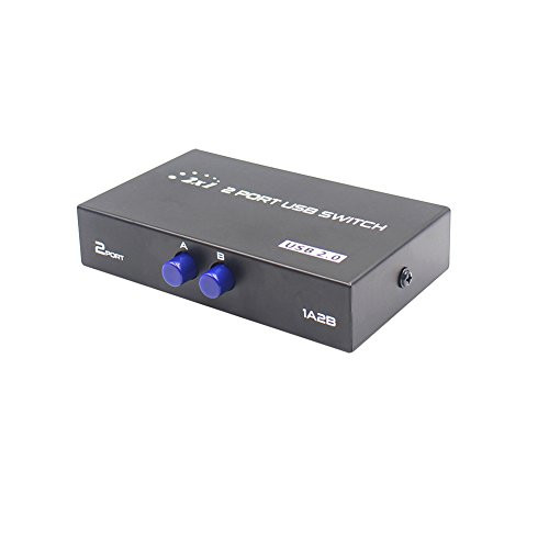 Yeung Qee 2 Port USB 2.0 Manual Printer Scanner Camera Keyboard Sharing Switch Hub 2 PC to 1 Spliiter Adapter,2 Pack USB A to B Printer Cable(Manual USB Switch)