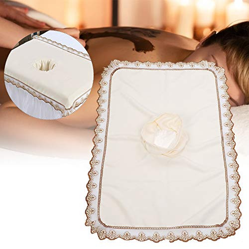 Spa massage tablecloth Spa fitted sheet with breath face hole for massage table soft cotton cover bed sheet SPA sheet washable and fade resistant for salon beauty salon spa BeigeweiB