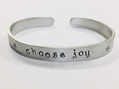 Choose Joy handstamped quote inspirational jewelry non tarnish aluminum cuff bracelet