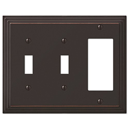 Step Design Double Toggle and GFI Decora Rocker Combination Wall Switch Plate Outlet Cover - Oil Rubbed Bronze