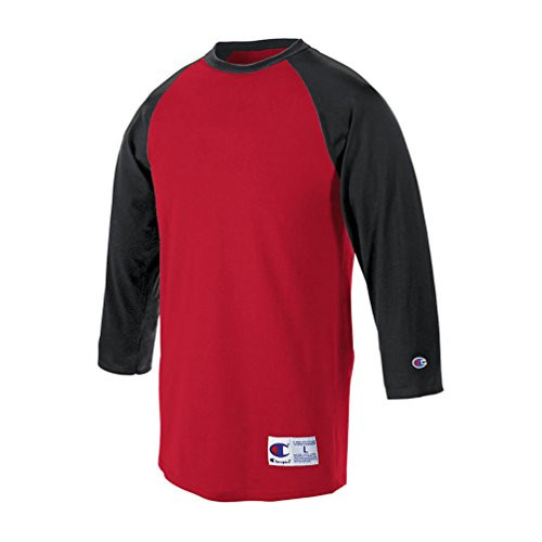 Champion Men s Raglan Baseball T-Shirt XL Scarlet Black