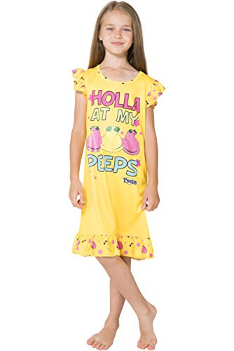 INTIMO Peeps Girls Holla at My Peeps Ruffle Nightgown  Small 6 6x  Yellow