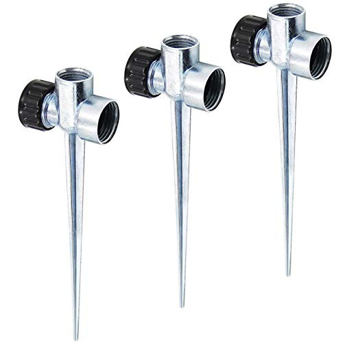 Monland 3 Pack 1 2 Inch Zinc Flow Thru Lawn Sprinkler Spike Base Watering Sprinklers for Yard Lawn and Grass Irrigation