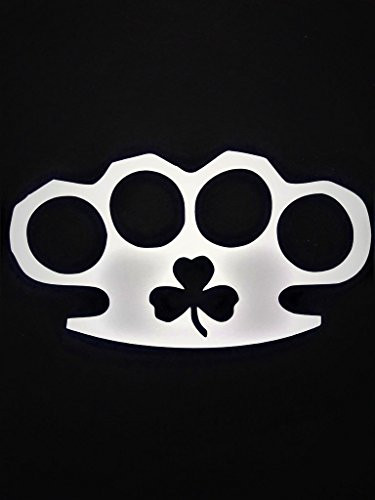 Irish Brass Knuckles Shamock Vinyl Decal Sticker|WHITE|Cars Trucks Vans SUV Laptops Wall Art|5.5" X 3"|CGS451