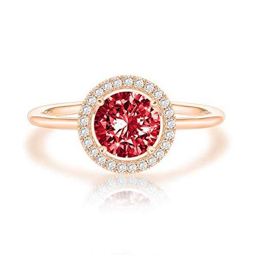 Swarovski Crystal 14K Rose Gold Plated Birthstone Rings   Rose Gold Rings for Women   Ruby Ring