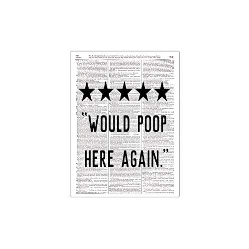 5 Stars Would Poop Here Again Funny Bathroom Sign Dictionary Wall Art Photo Print 8x10 Unframed