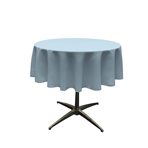 LA Linen Polyester Poplin Tablecloth 51-Inch Round Light Blue
