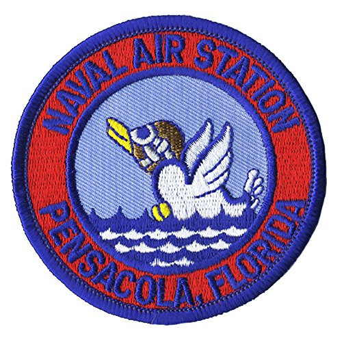 Eagle Crest Naval Air Station Pensacola Florida Iron-On Patch [Red/Blue - 3"]