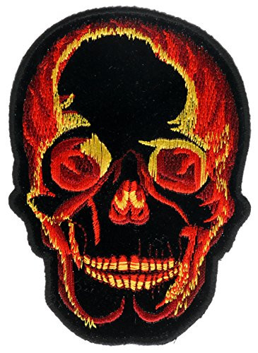 Flaming Skull Embroidered Patch 4" IVANP2429
