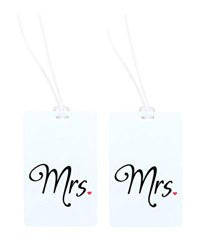 Mrs  and  Mrs Luggage Tag Travel Tag Wedding Honeymoon Newlyweds Tags  WHITE WHITE