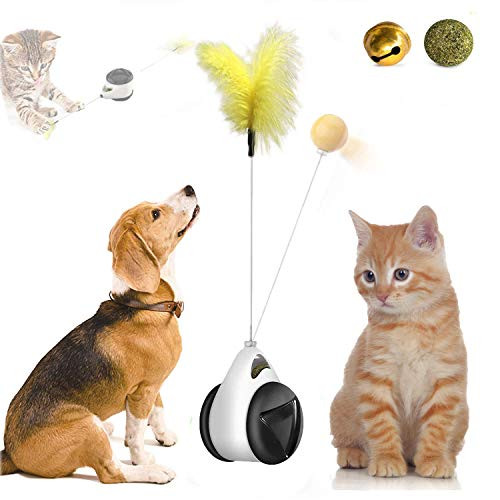 OONAISE Cat Toys for Indoor Cats Interactive Roller Kitten Toy with Catnip Feather Ball Balance Cat Chasing Toy for Kitten Exercise Puzzle Toys