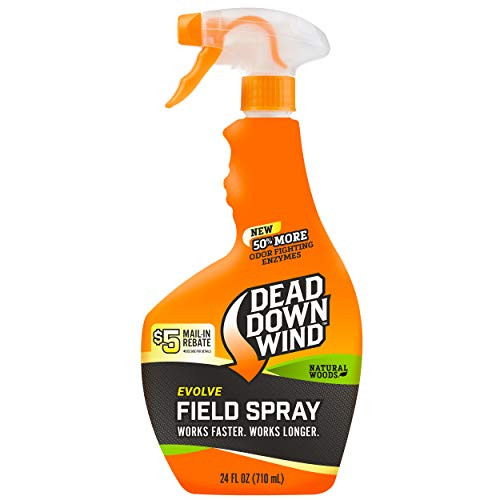 Dead Down Wind Evolve Field Spray   24oz Spray Bottle   Natural Woods Scent   Odor Eliminator Hunting Spray for Hunting Accessories Clothes and Gear   Broad Spectrum Scent Control
