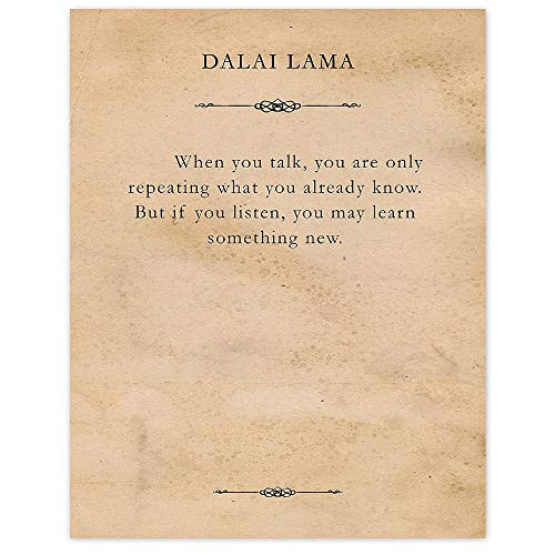 Dalai Lama When You Talk Quote Poster Prints Set of 1  11x14  Unframed Typography Book Page Picture Great Wall Art Decor Gifts Under 15 for Home Office Man Cave Student Teacher Literary Fan