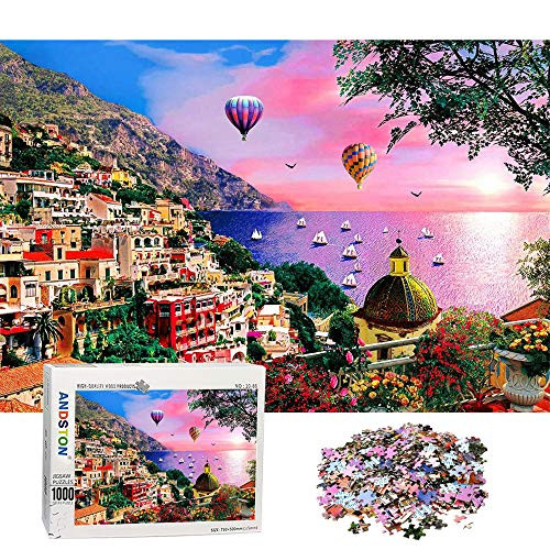 Jigsaw Puzzles for Adults 1000 Piece Puzzle for Adults 1000 Piece - Positano Seaside Town Scene - 1000 Piece Puzzle Large Piece Puzzles Kids Educational Game Toys Gift for Home Wall Decoration