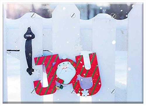 Triple Blank Wall Plate Cover - Joy Winter Snow Christmas Greeting Happy Cold