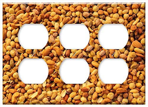 Triple Duplex Outlet Wall Plate Cover - Nuts Mixed Food Snack Healthy Almond Mix Triple Duplex Outlet Wall Plate Cover - Nuts Mixed Food Snack Healthy Almond Mix