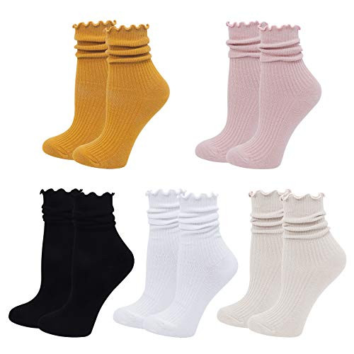 Bienvenu Ruffle Slouch Socks for Women Cute Cotton Crew Socks Frilly Novelty Knit Socks 5 Pairs Multicolored Bienvenu Ruffle Slouch Socks for Women Cute Cotton Crew Socks Frilly Novelty Knit Socks 5 Pairs Multicolored