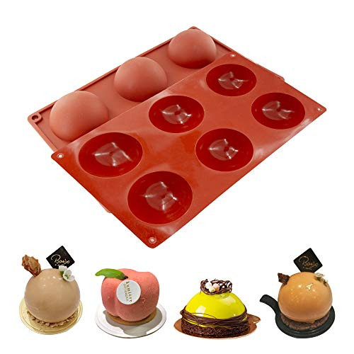 6 Holes Large Silicone Mold Semi Sphere Baking Mold for Making Hot Chocolate Bomb Cake Jelly Pudding Dome Mousse  Large 1pcs