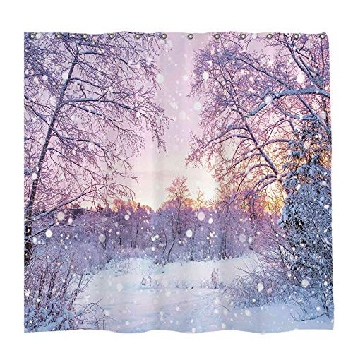 Allenjoy 72x72 inch Winter Snowing Landscape Shower Curtain Set with 12 Hooks Christmas Wonderland Snowflake Bokeh Glitter Forest Bathroom Curtain Durable Waterproof Fabric Bathtub Sets Home Decor Allenjoy 72x72 inch Winter Snowing Landscape Shower Curtain Set with 12 Hooks Christmas Wonderland Snowflake Bokeh Glitter Forest Bathroom Curtain Durable Waterproof Fabric Bathtub Sets Home Decor