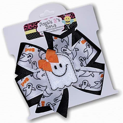 Halloween Ghost Pinwheel Hair Bow 4 inch