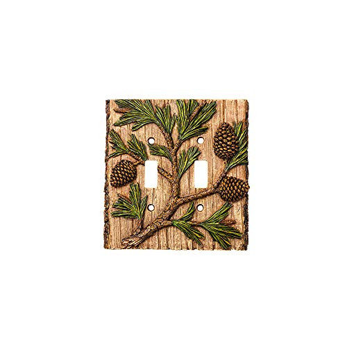 GEEKIA Pine Tree Double Toggle Light Switch Plate Cover Double switch wall plate Polyresin Switch Plate Cover