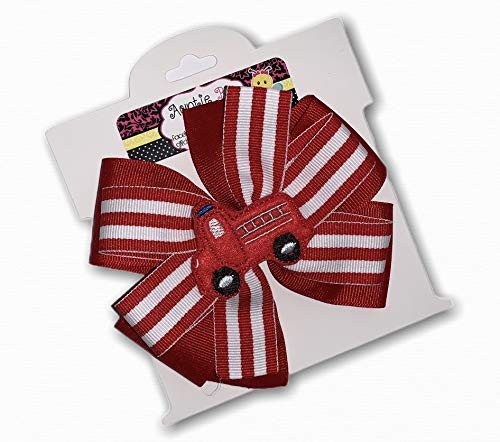 Firetruck Pinwheel Hair Bow 4 inch Red