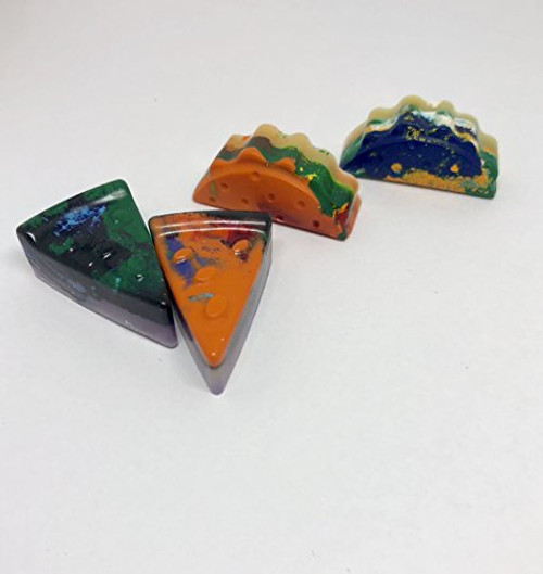 Set of 5 Recycled Crayon multi color Pizza and Taco Crayons - Rainbow party favors - Kids Gift - Food Party