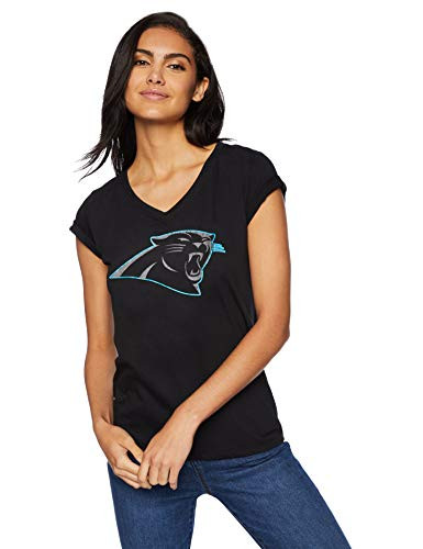 OTS NFL Carolina Panthers Women s Rival V-Neck Tee Outlined Tonal Logo Large