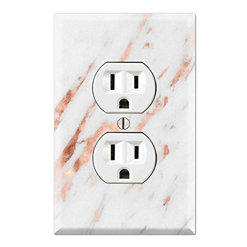 Graphics Wallplates - Rose Gold Marble Blend Aesthetic Print - Duplex Outlet Wall Plate Cover