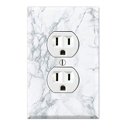 Graphics Wallplates - Grey Cloudy White Mixed Marble Textures Print - Duplex Outlet Wall Plate Cover