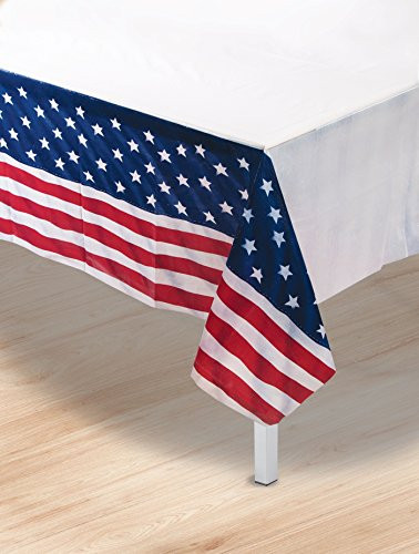Patriotic Table Cover Red White and Blue 54in x 108in  1 Pkg  Pkg 1
