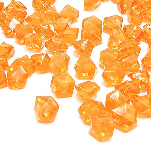 Orange Fake Crushed Ice Rocks, 150 PCS Fake Diamonds Plastic Ice Cubes Acrylic Clear Ice Rock Diamond Crystals Fake Ice Cubes Gems for Home Decoration Wedding Display Vase Fillers by DomeStar Orange Fake Crushed Ice Rocks, 150 PCS Fake Diamonds Plastic Ice Cubes Acrylic Clear Ice Rock Diamond Crystals Fake Ice Cubes Gems for Home Decoration Wedding Display Vase Fillers by DomeStar
