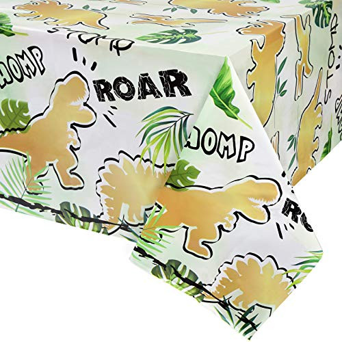 Gold Dinosaur Party Table Cover - 4 Pack 54   x 108   Dinosaur Party Supplies for Boys Kids Birthday Party Decorations Plastic Disposable Tablecloth for Rectangle Table