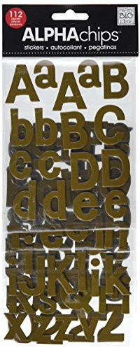 me & my BIG ideas Alpha Chips Designer Chipboard Letter Stickers, Bailey Alphabet, Brown Ultraviolet