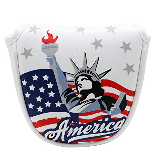 Golf Putter CoverGolf Club Head Covers Mallet Putter Headcover Synthetic Leather Golf Mallet Putter Cover with Magnetic Closure  and  USA Statue of Liberty for Scotty Cameron Odyssey 2 Ball Taylormade