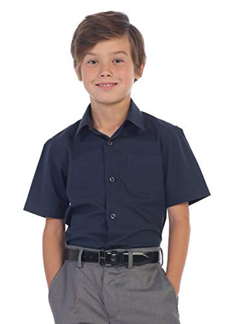 Gioberti Boy s Short Sleeve Solid Dress Shirt Navy 6