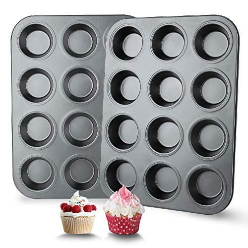 Muffin Pan 12 Cupcake Pan 2 Sets of Nonstick Brownie Bakeware Muffin Tin Cupcake Tray Baking Pan for Kitchen Oven Black Muffin Pan 12 Cupcake Pan 2 Sets of Nonstick Brownie Bakeware Muffin Tin Cupcake Tray Baking Pan for Kitchen Oven Black