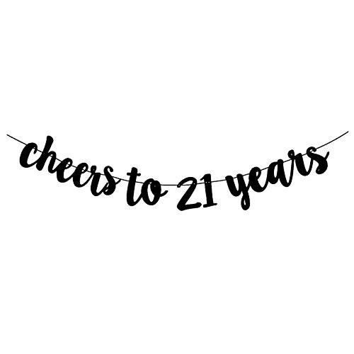 Fecedy Black Cheers to 21 years Banner for 21th Birthday Party Decorations