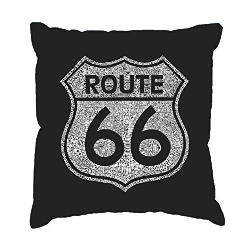 LA Pop Art Cities Along Route 66 - Pillow Cover Black