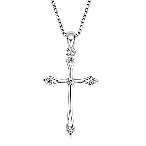 PAPUKA 925 Sterling Silver Cross Necklace for Women Girls Cubic Zirconia CZ Simulated Diamond Cross Crucifix Pendant Necklace Jewelry 18 inch Silver Chain Nice Gifts PAPUKA 925 Sterling Silver Cross Necklace for Women Girls Cubic Zirconia CZ Simulated Diamond Cross Crucifix Pendant Necklace Jewelry 18 inch Silver Chain Nice Gifts