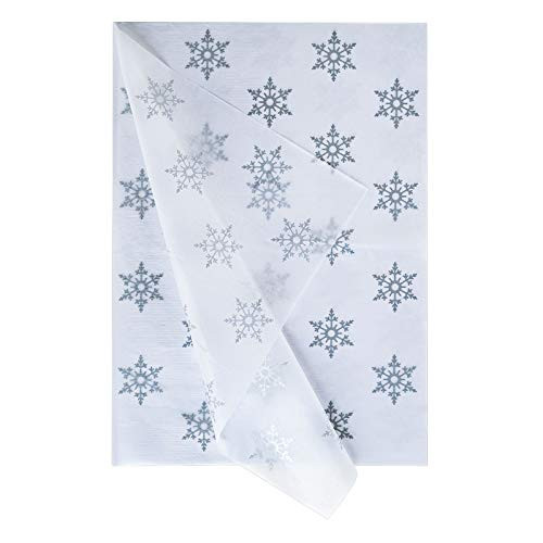 AimtoHome Silver Snowflake White Tissue Paper Gift Wrapping Paper for DIY Crafts Pack Bags 50 Sheets