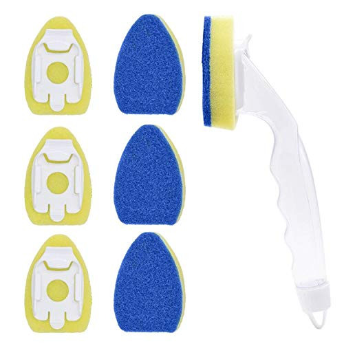 Heavy Duty Dish Sponges Wand Kitchen Dishes Scrubber Sponge with 7 Refill Replacement Heads Estropajo1 with A Long Handle Dish Brush Scrub Sponge for Washing Bowl Pot and Sink Blue Heavy Duty Dish Sponges Wand Kitchen Dishes Scrubber Sponge with 7 Refill Replacement Heads Estropajo1 with A Long Handle Dish Brush Scrub Sponge for Washing Bowl Pot and Sink Blue