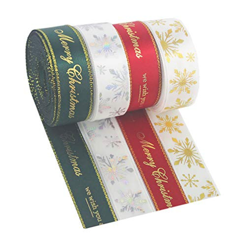PRETYZOOM 4 Rolls Christmas Ribbon Merry Christmas Snowflake Gift Wrapping Ribbon Xmas Tree Ribbon Christmas Wreath Ornaments for Christmas DIY Crafts PRETYZOOM 4 Rolls Christmas Ribbon Merry Christmas Snowflake Gift Wrapping Ribbon Xmas Tree Ribbon Christmas Wreath Ornaments for Christmas DIY Crafts