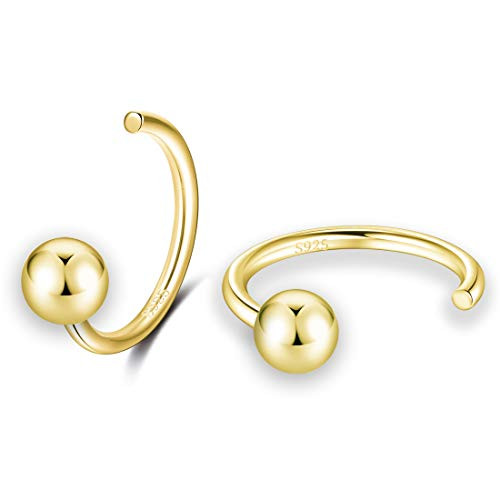 4mm Half Hoop Earrings 18K Gold Plated 925 Sterling Silver Ball Huggies Hoop Earrings for Women Little Ball huggie hoops Open Hug Hoop Earrings 4mm Half Hoop Earrings 18K Gold Plated 925 Sterling Silver Ball Huggies Hoop Earrings for Women Little Ball huggie hoops Open Hug Hoop Earrings