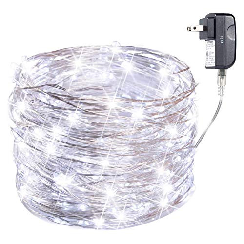 Fairy Lights Plug in  100Ft 300LED Waterproof Firefly Lights on Copper Wire - UL Adaptor Included Starry String Lights for Wedding Indoor Outdoor Christmas Patio Garden Decoration  White