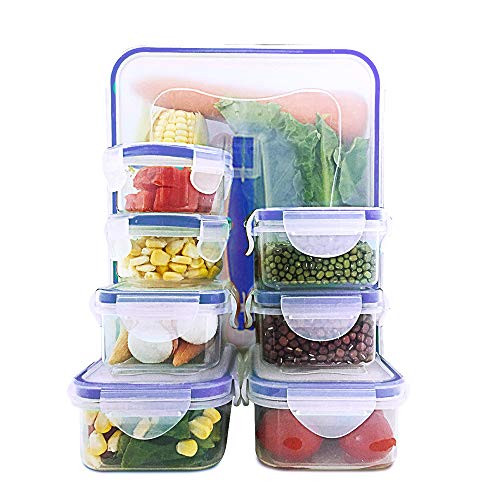 Happlee Food Storage Containers with Lids Airtight Leak Proof Stackable BPA-Free Clear Plastic Reusable Lunch Boxes Microwave Freezer Dishwasher Safe (16 Pieces) Happlee Food Storage Containers with Lids Airtight Leak Proof Stackable BPA-Free Clear Plastic Reusable Lunch Boxes Microwave Freezer Dishwasher Safe (16 Pieces)