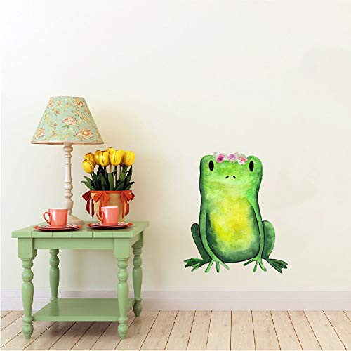 Woodland Creatures Collection  Frog with Flowers Wall Decal - 5 inch tall x 4 inch wide